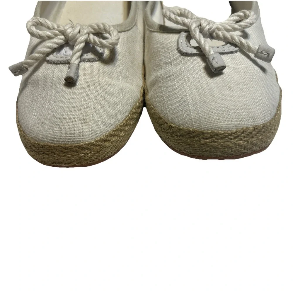 UGG Australia Chivon Linen Espadrille Flats Cream Nautical‎ Rope Bow 1004111